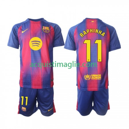Divisa di Calcio Barcellona Raphinha 11 Bambino Prima 2025/2026